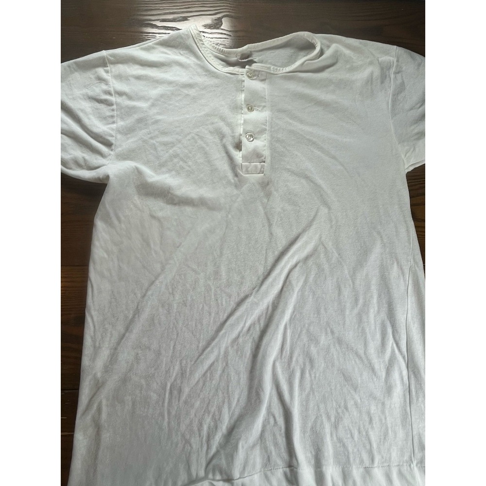 Vintage '70s Perro White Henley T Shirt Medium Blank Tee Made In USA - Picture 1 of 9